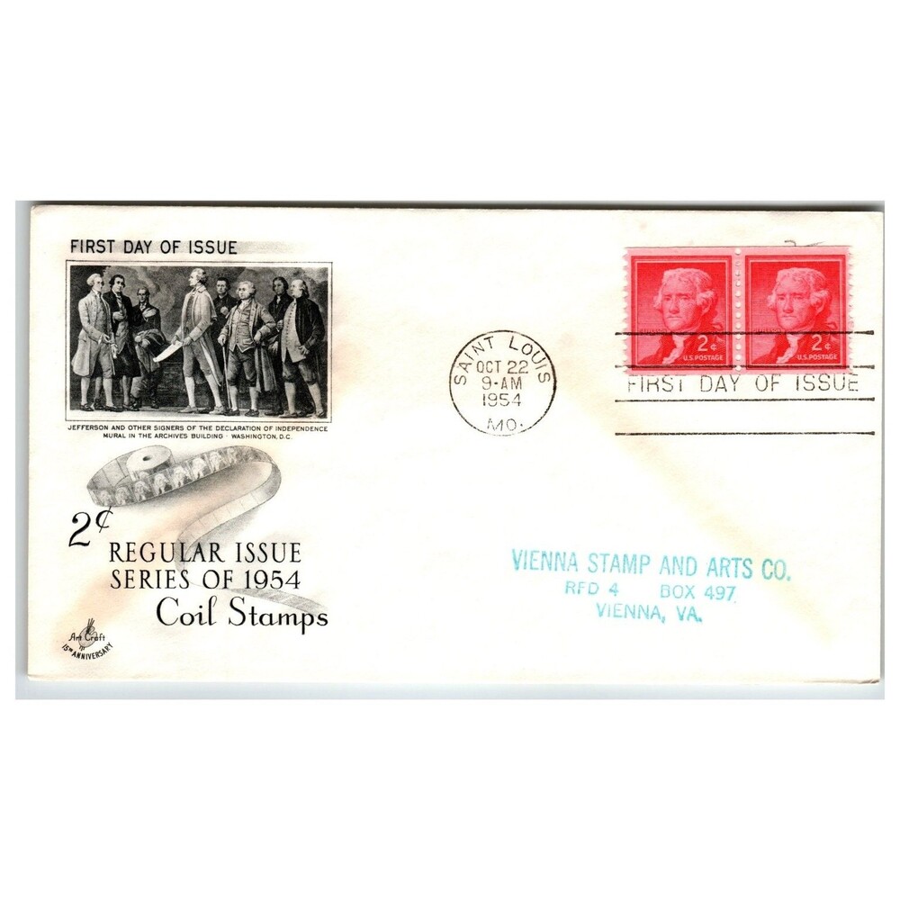 Scott #1059 Artcraft FDC 1954 Jefferson Coil Stamp St. Louis MO